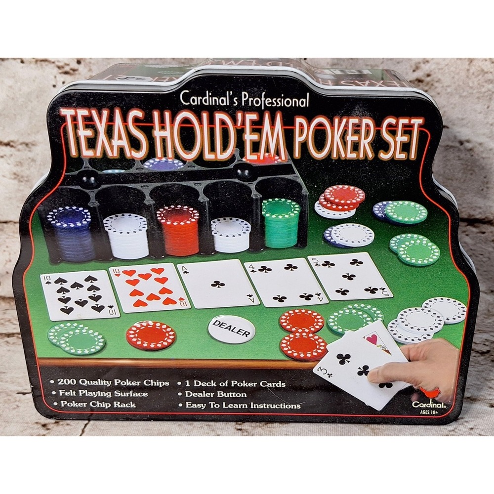 Cardinal's Professional Texas Hold'em Poker Set Chips Felt Rack Deck Dealer Easy